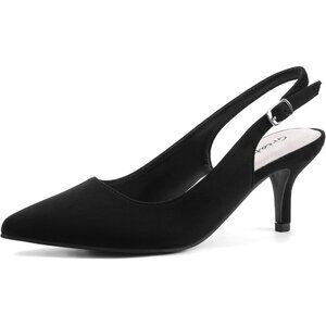 🆕 Women Black Low Heel Pump Closed Pointed Toe Kitten Wedding Party Dressy Sexy